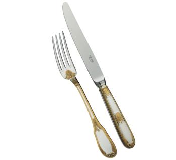 Cheese knife,2 prongs in sterling silver and gilding - Ercuis